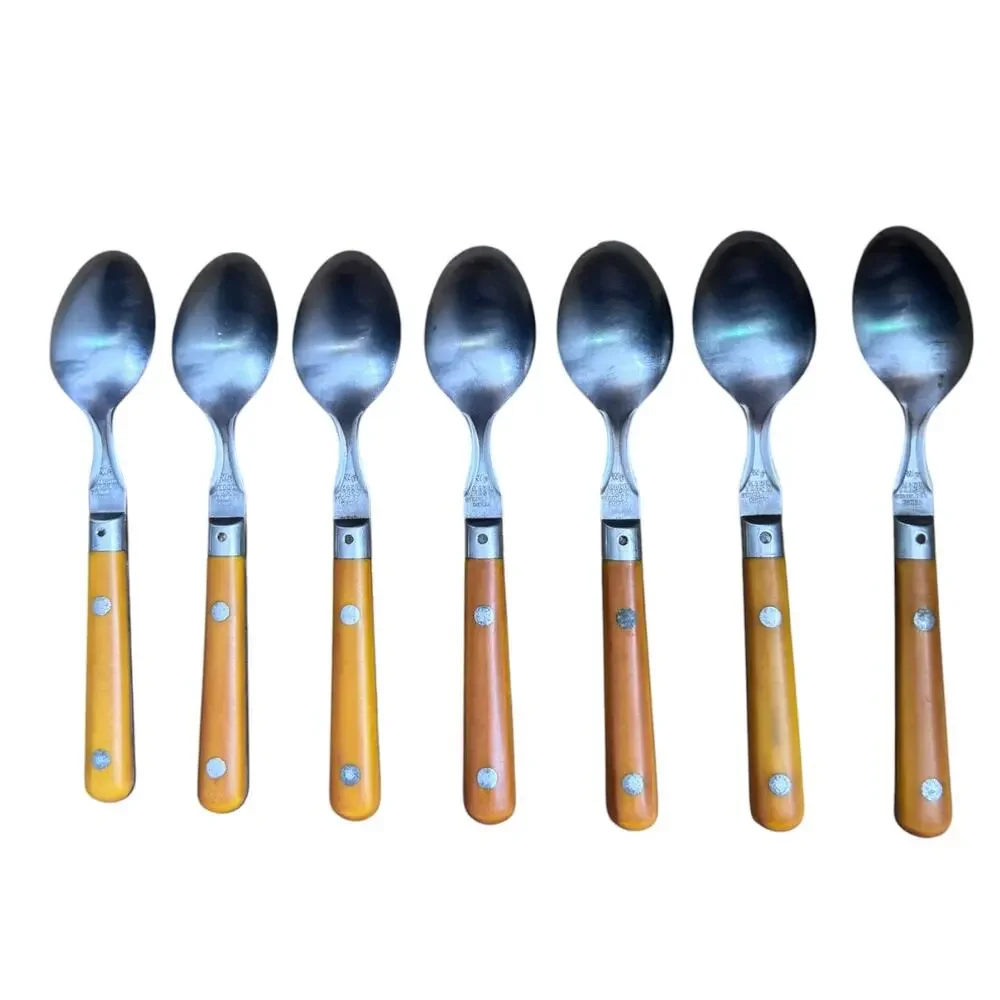 1970s Washington Forge Mardi Gras Butterscotch Yellow Flatware Set 35 Pieces